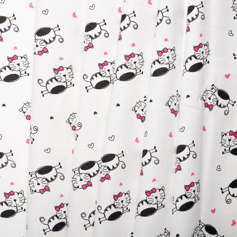 Printed Flannelette CHELSEA - Cats - White