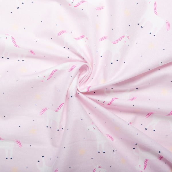 Printed Flannelette CHELSEA - Unicorn - Pink