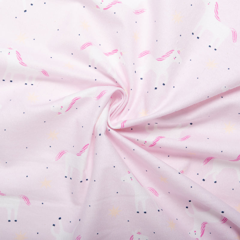 Printed Flannelette CHELSEA - Unicorn - Pink