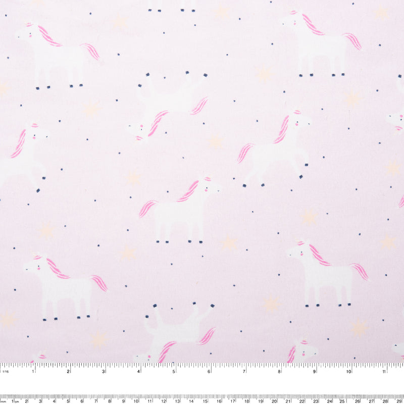 Printed Flannelette CHELSEA - Unicorn - Pink