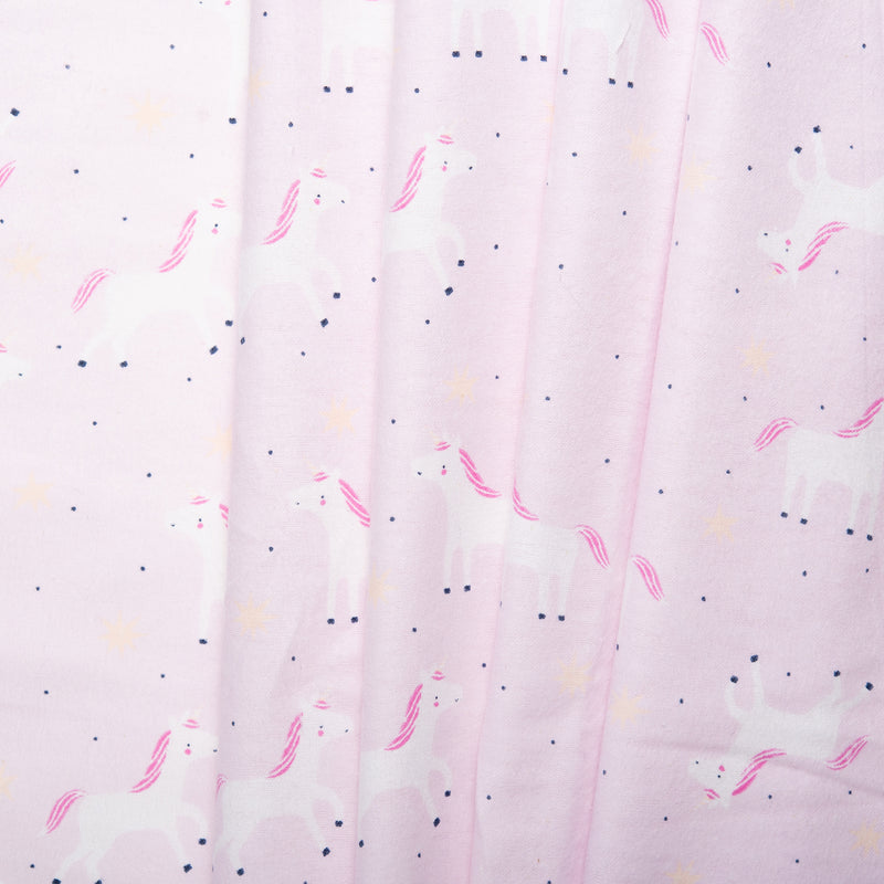 Printed Flannelette CHELSEA - Unicorn - Pink