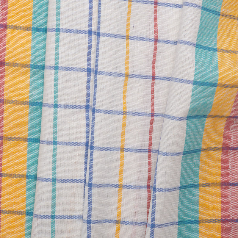 Tea Towelling - JACQUARD - Plaids - Turquoise / Yellow / Red