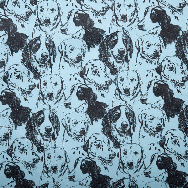 Printed Flannelette - CHARLIE - Dogs face - Blue