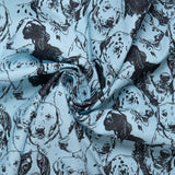 Flanellette Imprimée - CHARLIE - Face de chien- Bleu