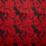 Printed Flannelette - CHARLIE - Dogs face - Red