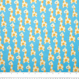 Flanellette Imprimée - CHARLIE - Bébé girafe - Turquoise
