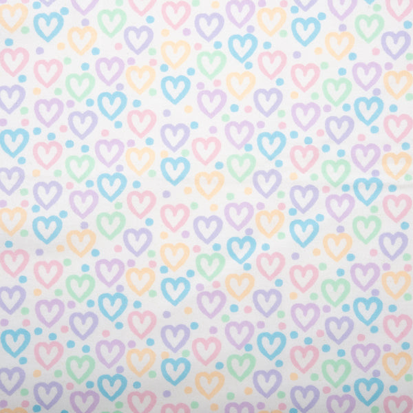 Printed Flannelette - CHARLIE - Dot clear heart - White