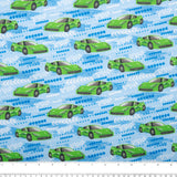 Printed Flannelette - CHARLIE - Racing cars - Blue