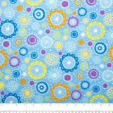 Printed Flannelette - CHARLIE - Circles flowers - Blue