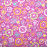 Printed Flannelette - CHARLIE - Circles flowers - Pink