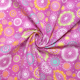 Printed Flannelette - CHARLIE - Circles flowers - Pink