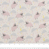 Printed Flannelette - CHARLIE - Sheep / Clouds - White