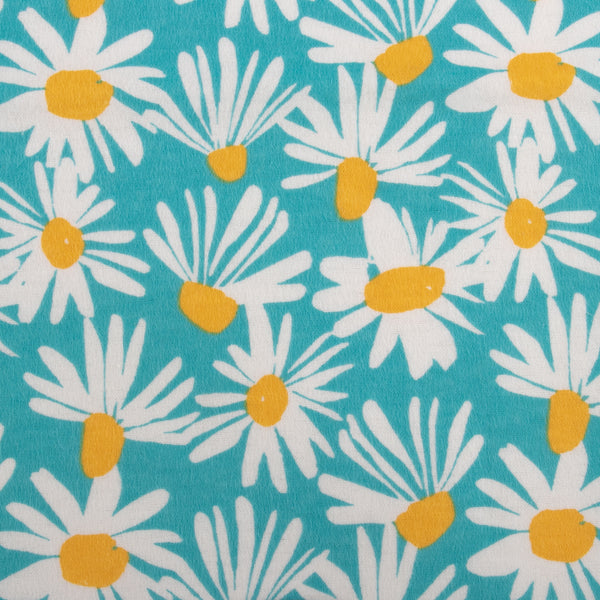 Printed Flannelette - CHARLIE - Daisy - Turquoise