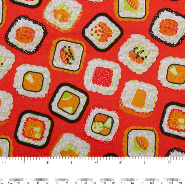 Printed Flannelette - CHARLIE - Sushi - Red