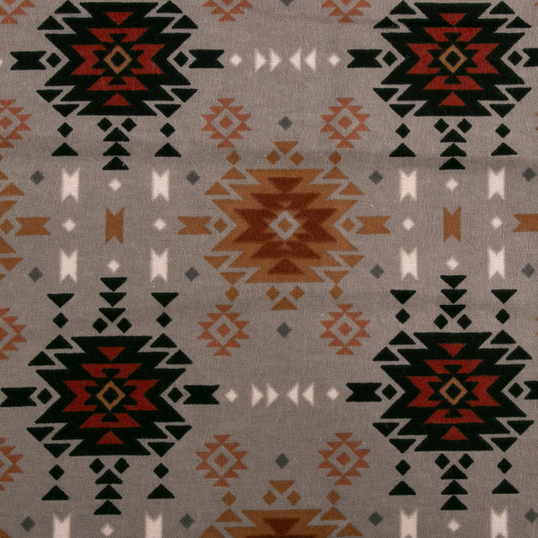 Printed Flannelette - CHARLIE - Navajo box - Grey