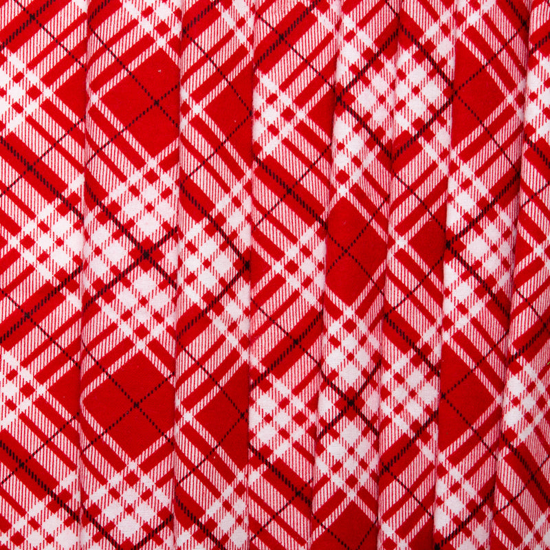 Flanellette Imprimée - CHARLIE - Careaux diagonale - Rouge