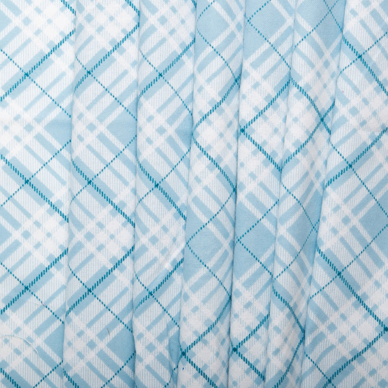 Printed Flannelette - CHARLIE - Diagonal plaid - Blue