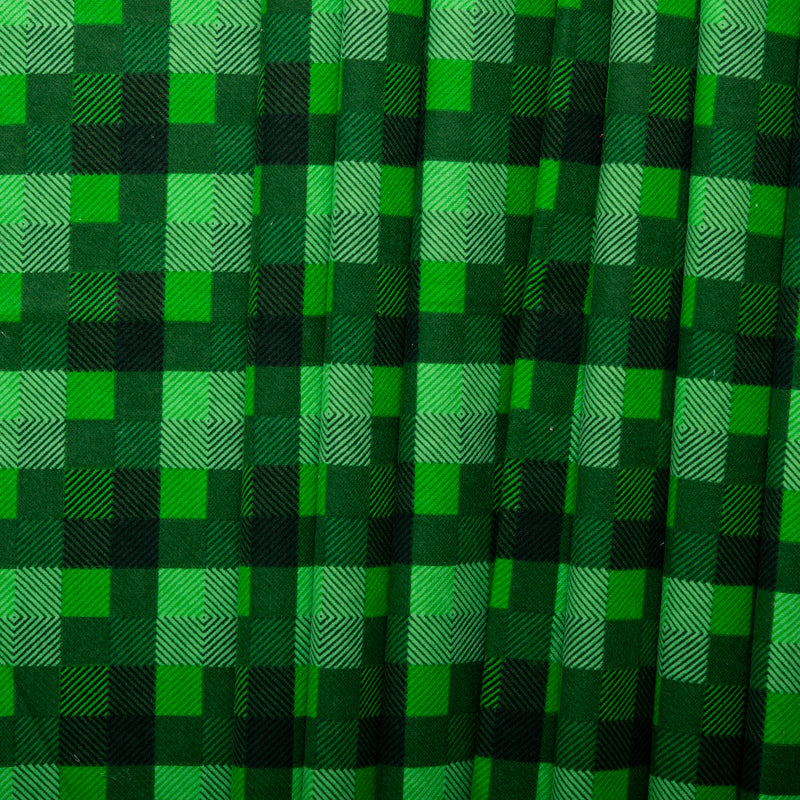Printed Flannelette - CHARLIE - Plaid check - Green