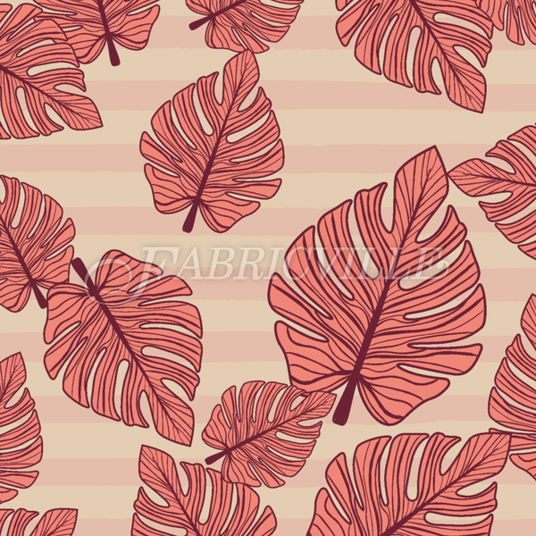 Monstera Leaves And Stripes