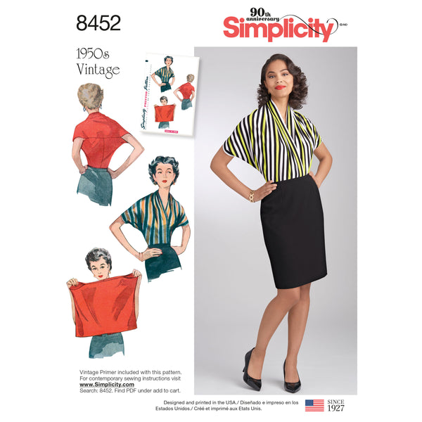 Simplicity S8452 Misses' Vintage Knit Blouse (S-M-L)