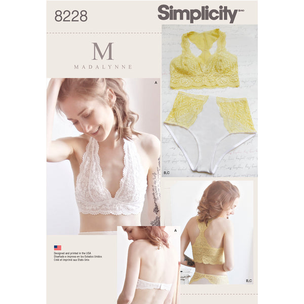 Simplicity S8228 Misses' Soft Cup Bras and Panties
