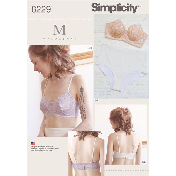 Simplicity S8229 Misses' Underwire Bras and Panties