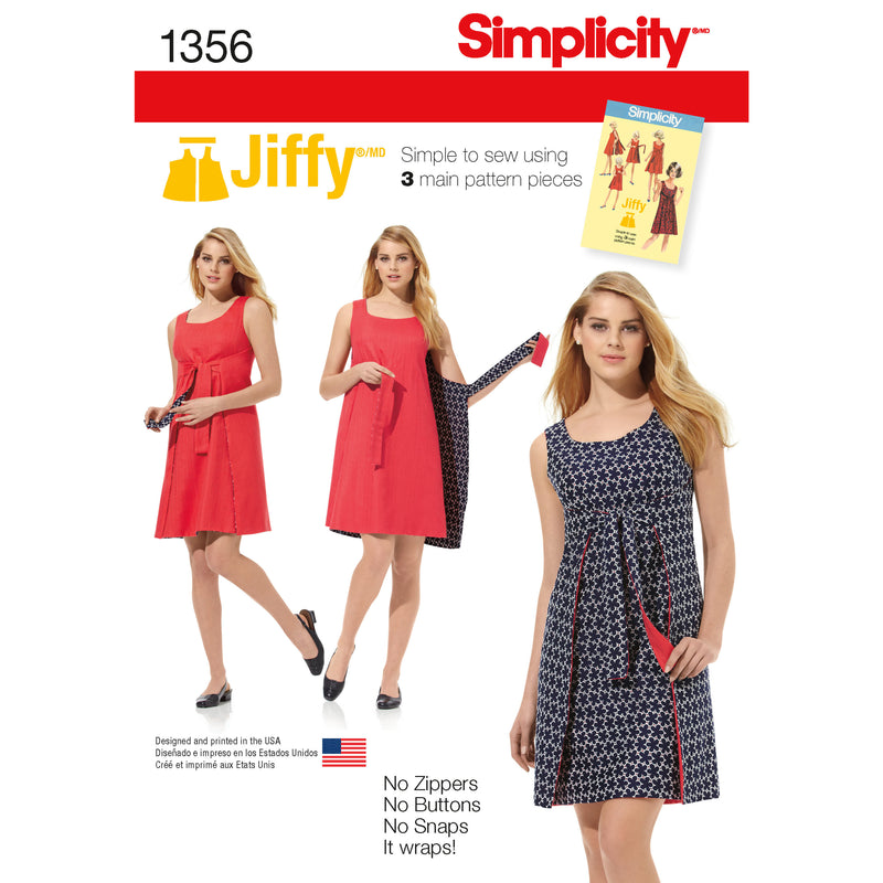 Simplicity S1356 Robe Cache-Cur Rétro pour Dames