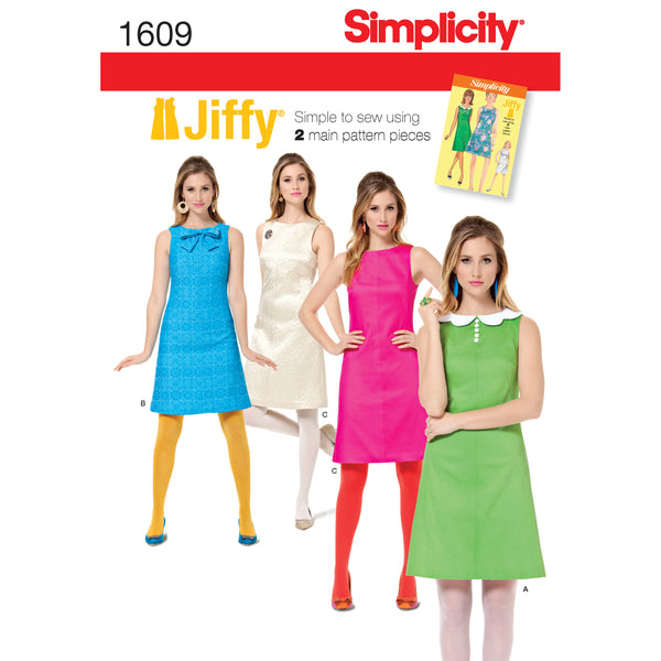 Simplicity S1609 Misses' Jiffy 1960s Vintage Dress
