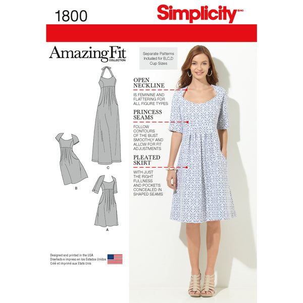 Simplicity S1800 Misses' & Plus Size Amazing Fit Dresses