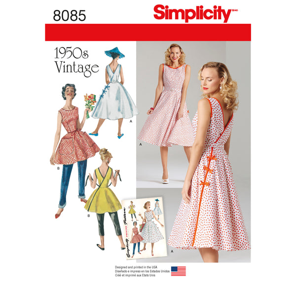 Simplicity S8085 Misses' Vintage 1950s Wrap Dress in Two Lengths
