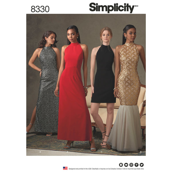 Simplicity S8330 Misses' Dress with Skirt and Back Variations