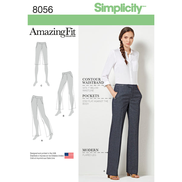 Simplicity S8056 Amazing Fit Miss & Plus Size Flared Pants or Shorts