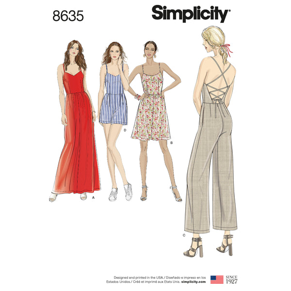 Simplicity S8635 Robe, Barboteuse et Combinaison pour Dames