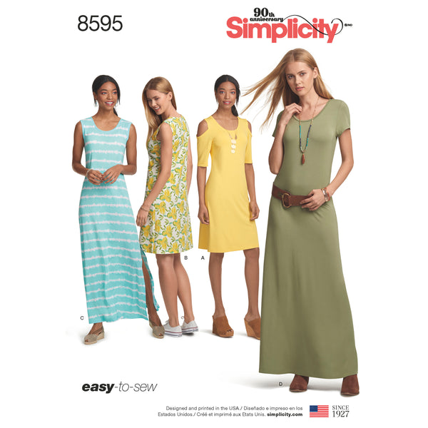Simplicity S8595 Misses' Knit Dresses (XS-XS-S-M-L-XL)