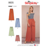 Simplicity S8605 Misses' Pull-On Skirt and Pants (XS-XS-S-M-L-XL)