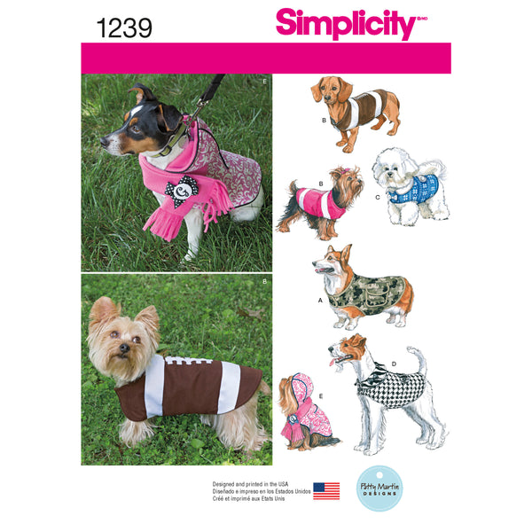 Simplicity S1239 VÊTEMENTS POUR ANIMAUX DE COMPAGNIE