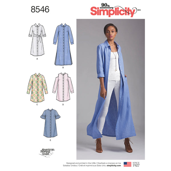 Simplicity S8546 Misses' & Miss Petite Shirt Dresses