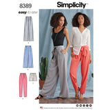 Simplicity S8389 Pantalons pour Dames avec Variations de Longueur et de Largeur et Ceinture à Nouer