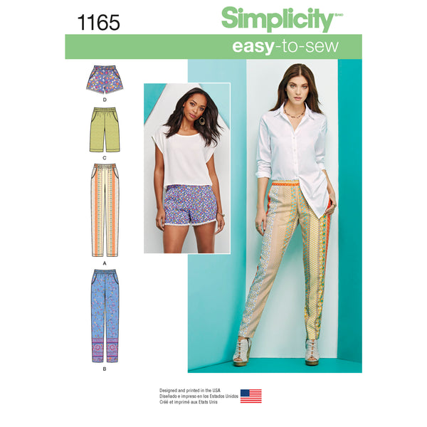 Simplicity S1165 Misses' Pull-on Pants, Long or Short Shorts