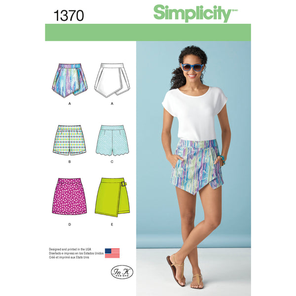 Simplicity S1370 Shorts, Jupe-Culotte et Jupe pour Dames