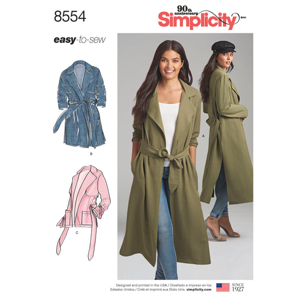 Simplicity S8554 Manteaux et Vestes pour Dames et Demoiselles