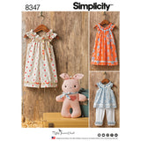 Simplicity S8347 Robe, Haut, Capri Tricoté et Lapin en Peluche pour Tout-Petits (1/2-1-2-3-4)