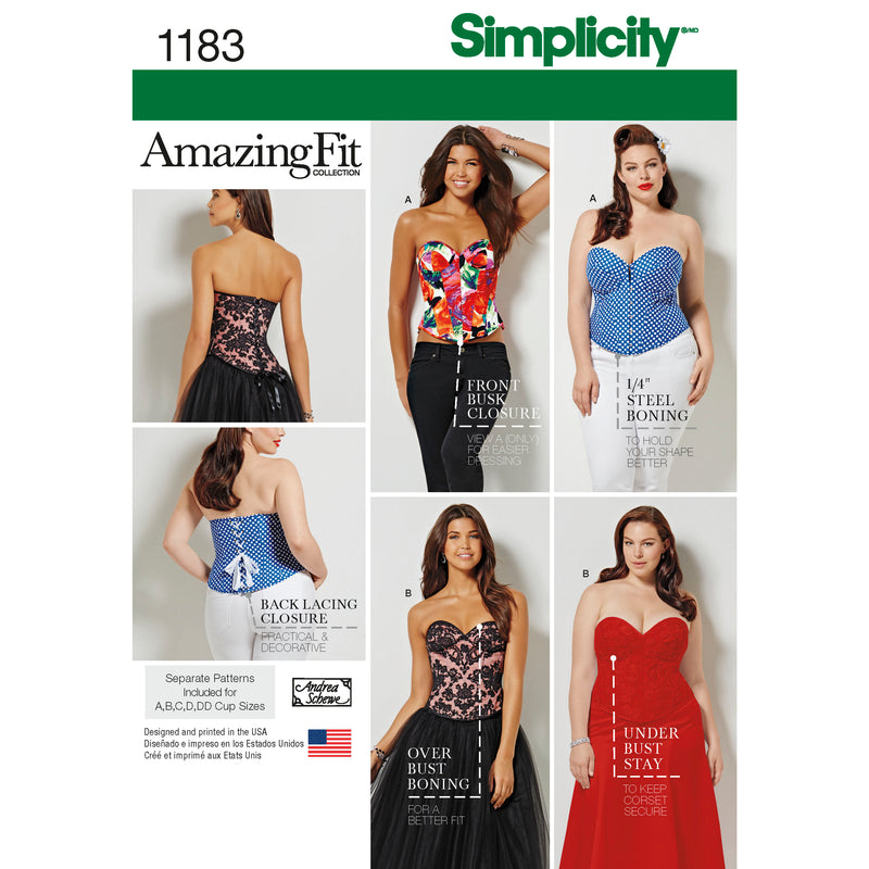 Simplicity Sewing Pattern S1183 Misses' & Plus Size Corsets