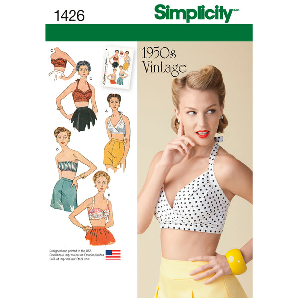 Simplicity S1426 Misses' Vintage 1950s Bra Tops