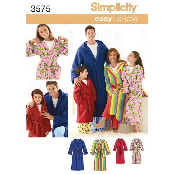 Simplicity S3575 Child's, Teens' & Adults' Robe (XS-S-M-L/ XS-S-M-L-XL)