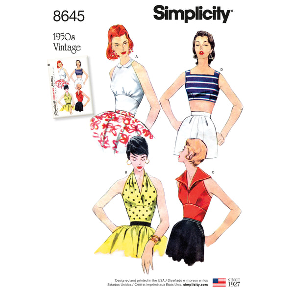 Simplicity S8645 Hauts Rétro pour Dames