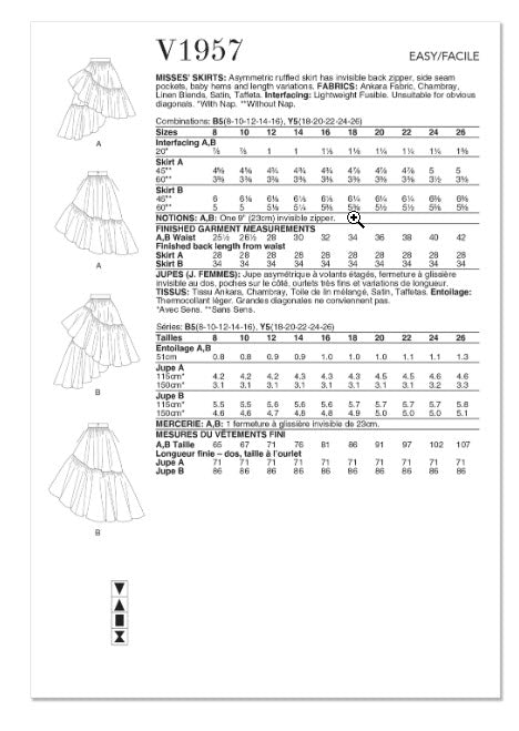 V1957 Misses' Skirts