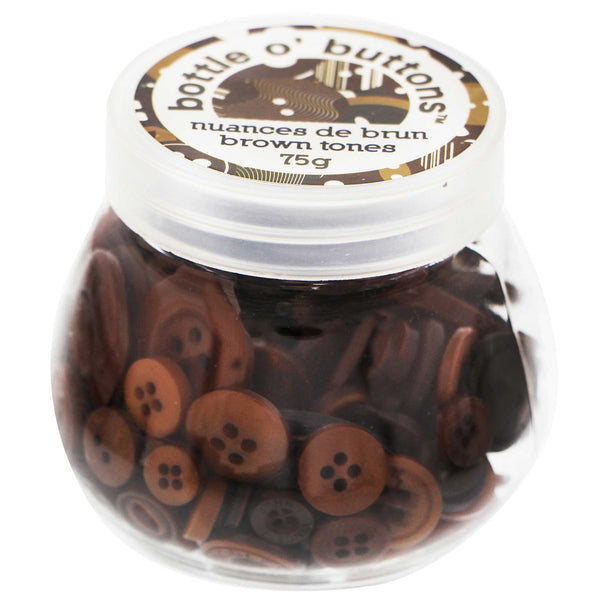 CRAFTING ESSENTIALS Bottle o' Buttons - Brown Tones - 75g (2.6oz)