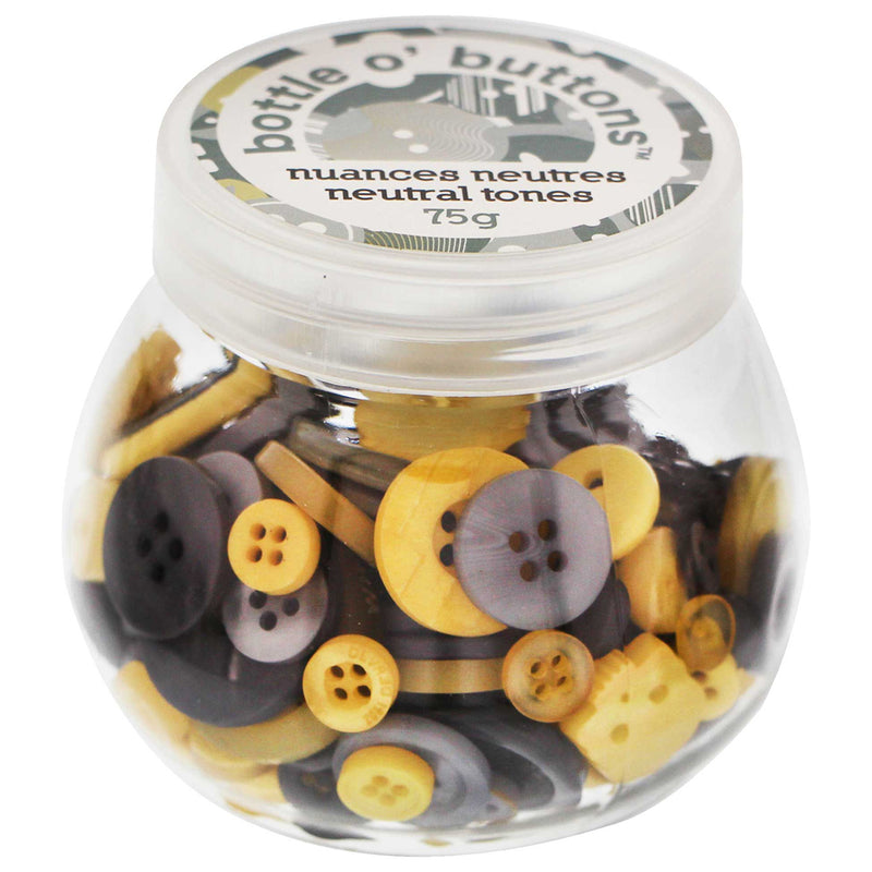 CRAFTING ESSENTIALS Bottle o' Buttons - Neutral Tones - 75g (2.6oz)