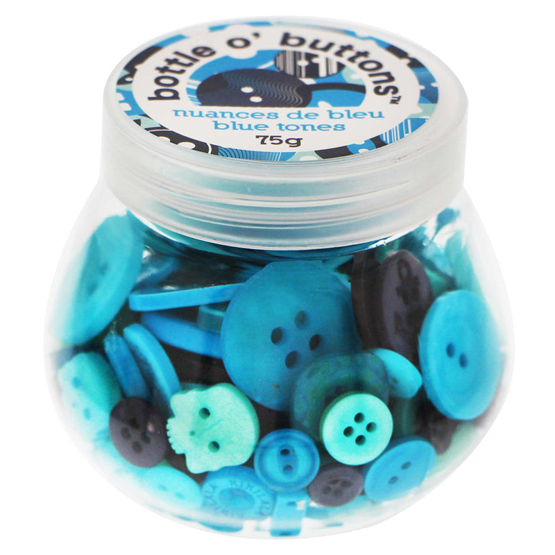 CRAFTING ESSENTIALS Bottle o' Buttons - nuances de bleu